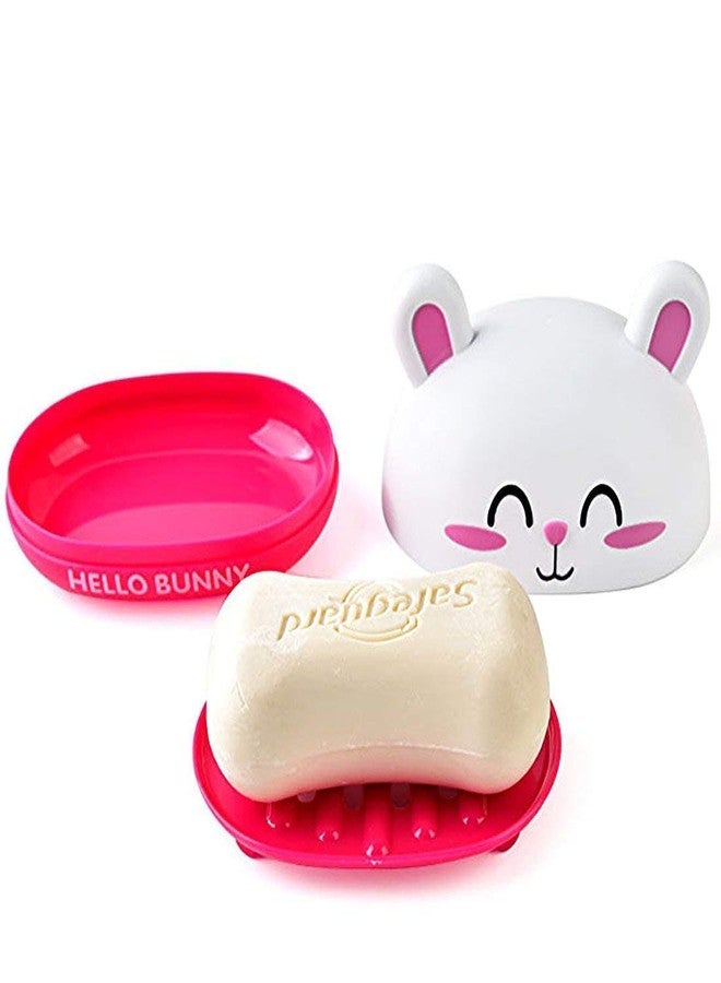 Flywind Soap Holder Travel Soap Container with Lid, Portable Bar Soap Holder, Leakproof Soap Box with Perforations, Soap Dishes for Traveling, Camping, Gym Pack of 1 (Light Pink Bunny) - Image 4